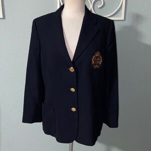 Like new RARE VTG Lauren Ralph Lauren Black Wool Crest Blazer